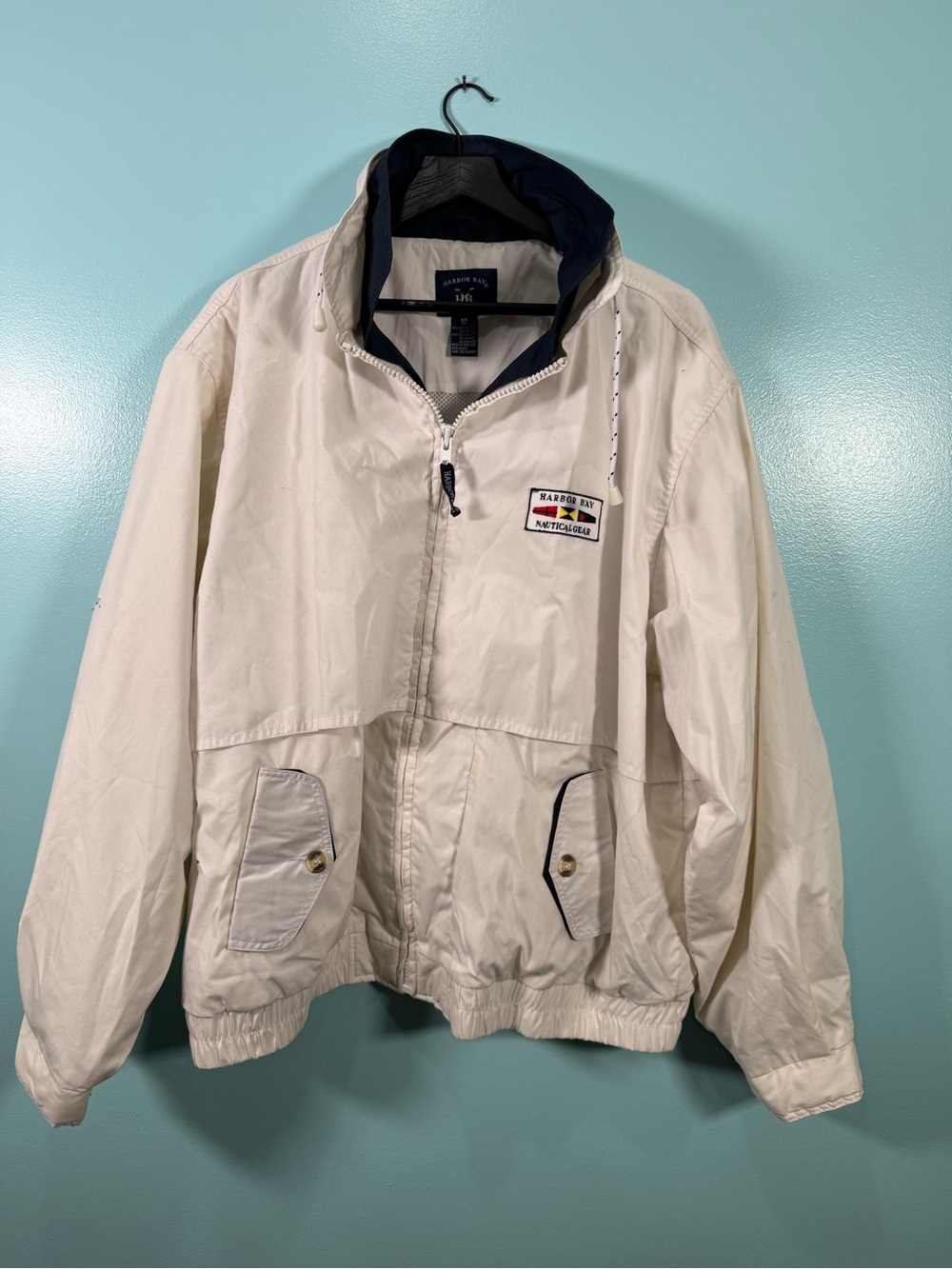 Harbor Bay Cream Windbreaker with Navy Trim
